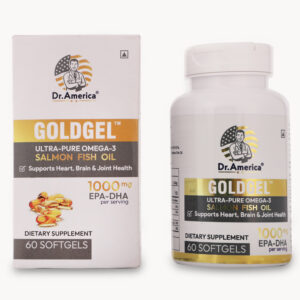 Dr. America GOLDGEL Ultra-Pure Omega-3 Salmon Fish Oil 1000mg | 60 Softgels | Supports Heart, Brain & Joint Health